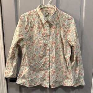 VTG L.L.Bean Shirt Woman's M Floral Cottagecore Print Y2K Retro Flowers‎ 288651